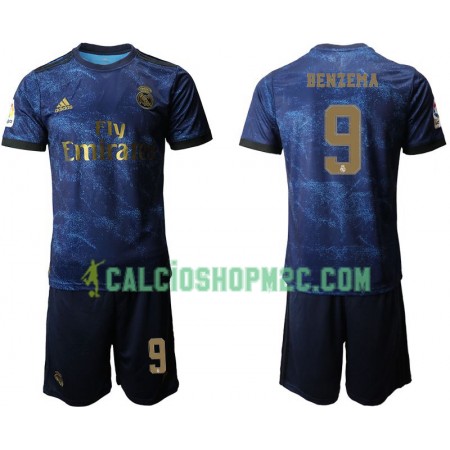 Real Madrid Karim Benzema 9 Bambino Maglia Trasferta 2019/2020 Manica Corta (+ Pantaloncini)